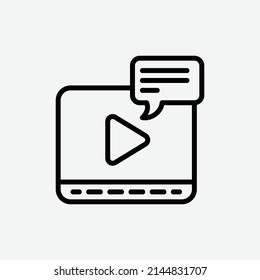 video streaming icon, isolated communications outline icon in light grey background, perfect for website, blog,  logo, graphic design, social media, UI, mobile app, EPS 10 vector illustration