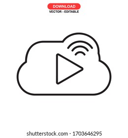 Videostreaming-Symbol oder -Logo einzeln auf Zeichensymbolen Vektorillustration - hochwertige Vektorsymbole mit schwarzem Hintergrund
