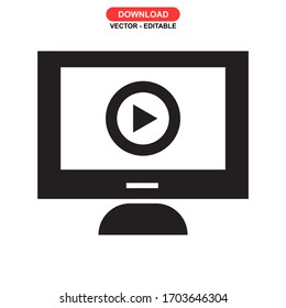 Icono de transmisión de vídeo o logotipo símbolo de signo aislado ilustración vectorial - iconos vectoriales de estilo negro de alta calidad
