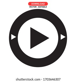 Icono de transmisión de vídeo o logotipo símbolo de signo aislado ilustración vectorial - iconos vectoriales de estilo negro de alta calidad
