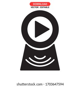 Icono de transmisión de vídeo o logotipo símbolo de signo aislado ilustración vectorial - iconos vectoriales de estilo negro de alta calidad
