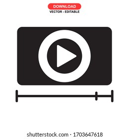 Icono de transmisión de vídeo o logotipo símbolo de signo aislado ilustración vectorial - iconos vectoriales de estilo negro de alta calidad
