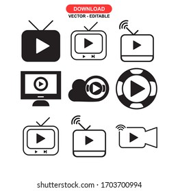 Video-Streaming-Symbol oder -Logo einzeln auf Zeichen Vektorillustration - Kollektion hochwertiger, schwarzer Vektorsymbole

