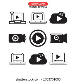 Video-Streaming-Symbol oder -Logo einzeln auf Zeichen Vektorillustration - Kollektion hochwertiger, schwarzer Vektorsymbole
