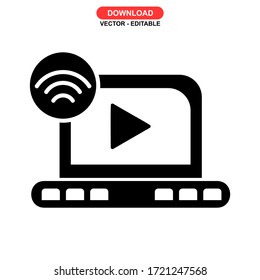 Video-Streaming-Symbol oder Logo einzeln auf Zeichen, Vektorgrafik - hochwertige Vektorsymbole in schwarzem Stil
