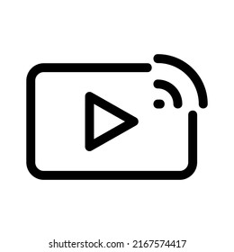 icono de streaming de vídeo o logotipo símbolo de signo aislado ilustración vectorial - iconos vectoriales de estilo negro de alta calidad

