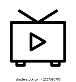 icono de streaming de vídeo o logotipo símbolo de signo aislado ilustración vectorial - iconos vectoriales de estilo negro de alta calidad
