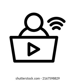icono de streaming de vídeo o logotipo símbolo de signo aislado ilustración vectorial - iconos vectoriales de estilo negro de alta calidad
