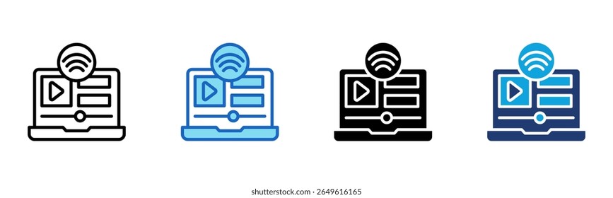 Video Streaming icon Multi Style Vector Illustration