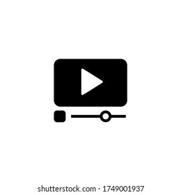 Video-Streaming-Symbol. Video abspielen und Schnittstellensymbol auf schwarz-weißem Hintergrund, gefüllt