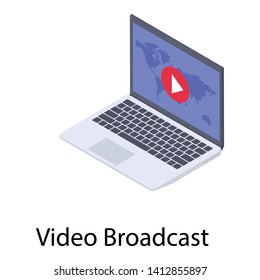 
Video streaming, isometric icon design 
