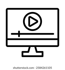 Video Streaming line icon outline icon, pixel perfect 