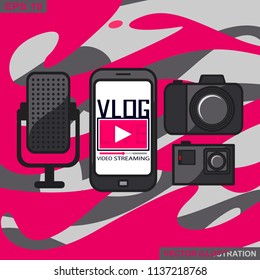 Video streaming live icon. Vlog logo.Vector illustration.