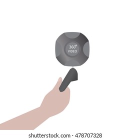 Video streaming on 360 degree camera. Watch online videos poster suitable for infographics, presentation or advertising. Vector illustration.