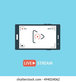 Video streaming on mobile phone.Vector illustration