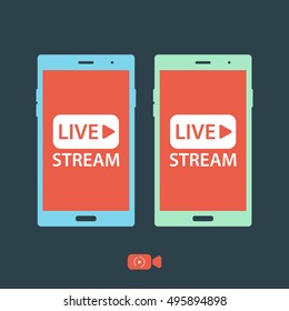 Video streaming on phone.Vector illustration