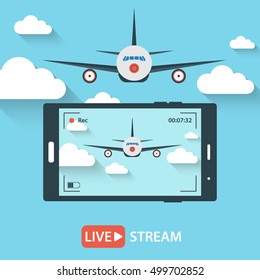 Video streaming on phone.Vector illustration
