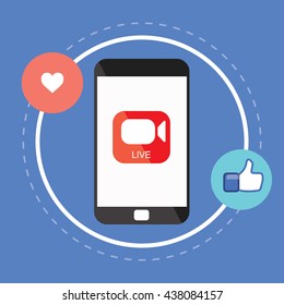 Video streaming on smartphone.Vector illustration.
