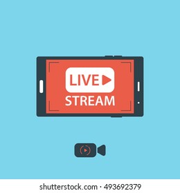 Video streaming on smartphone.Vector illustration