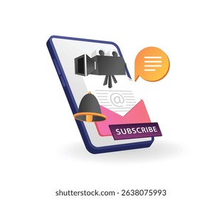 Video streaming subscription notification email concept illustration