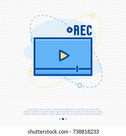 Video streaming thin line icon. Vector illustration of media player.