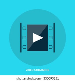 Video streaming,playing flat style icon,modern concept for web design.