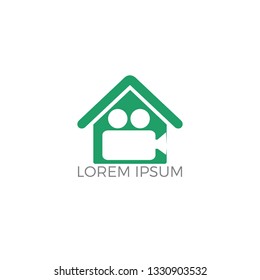 Video Studio abstract logo design. House and film or movie cam logo design.