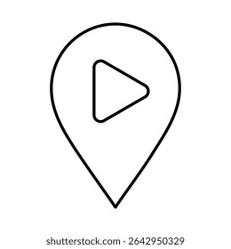 Ícone De Linha De Ponteiro Do Estúdio De Vídeo. Traço editável. Fixar, Navegação, Direção, Ilustração de vetor de ícones de marcadores