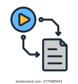 Video Summarization Icon - Lineal Color Outline Icons For Artificial Intelligence and AI Technology