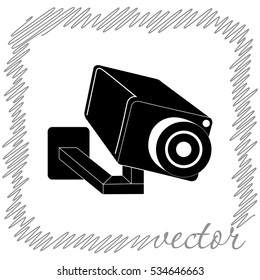 Video surveillance camera  black  vector icon