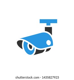 Video surveillance camera, gray blue vector illustration