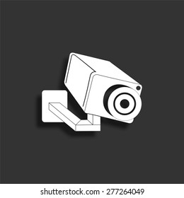 Video surveillance camera icon with shadow - vector illustration