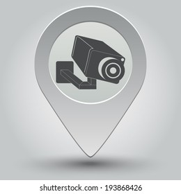 Video surveillance Camera icon - vector map pointer with shadow on light background