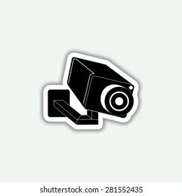 video surveillance camera icon - vector sticker