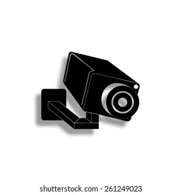 Video surveillance camera vector icon with shadow