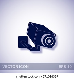 Video surveillance camera vector icon - dark blue illustration with blue shadow
