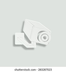 video surveillance camera vector icon - paper illustration