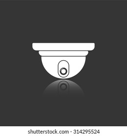video surveillance camera vector icon with mirror reflection
