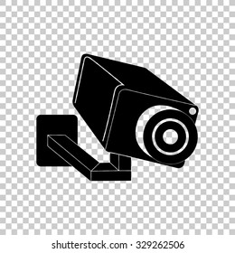 video surveillance camera vector icon - black illustration
