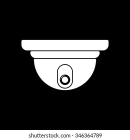 video surveillance camera vector icon isolated on black