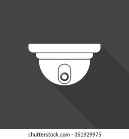 video surveillance camera vector icon with long shadow