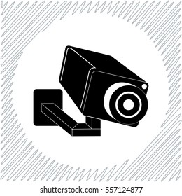 Video surveillance camera vector icon - black  illustration