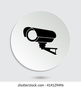 Video surveillance CCTV Camera - black vector icon  with shadow