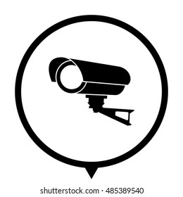 Video surveillance CCTV Camera - black vector  icon; map pointer