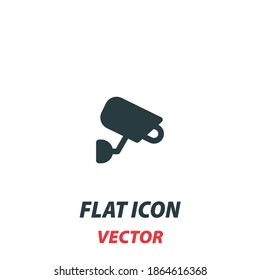 Icono de cámara CCTV de videovigilancia en un estilo plano. Pictograma de ilustración de vector sobre fondo blanco. Símbolo aislado adecuado para concepto móvil, aplicaciones web, infografías, interfaz y diseño de aplicaciones.