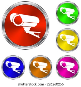 Video surveillance CCTV Camera  icon - vector glossy colourful buttons