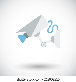 Video surveillance CCTV Camera. Single flat icon on white background. Vector illustration.