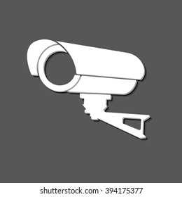 Video surveillance CCTV Camera - white vector  icon with shadow
