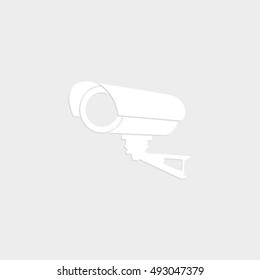 Video surveillance CCTV Camera - white vector  icon with shadow