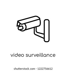 video surveillance icon. Trendy modern flat linear vector video surveillance icon on white background from thin line Electronic devices collection, editable outline stroke vector illustration